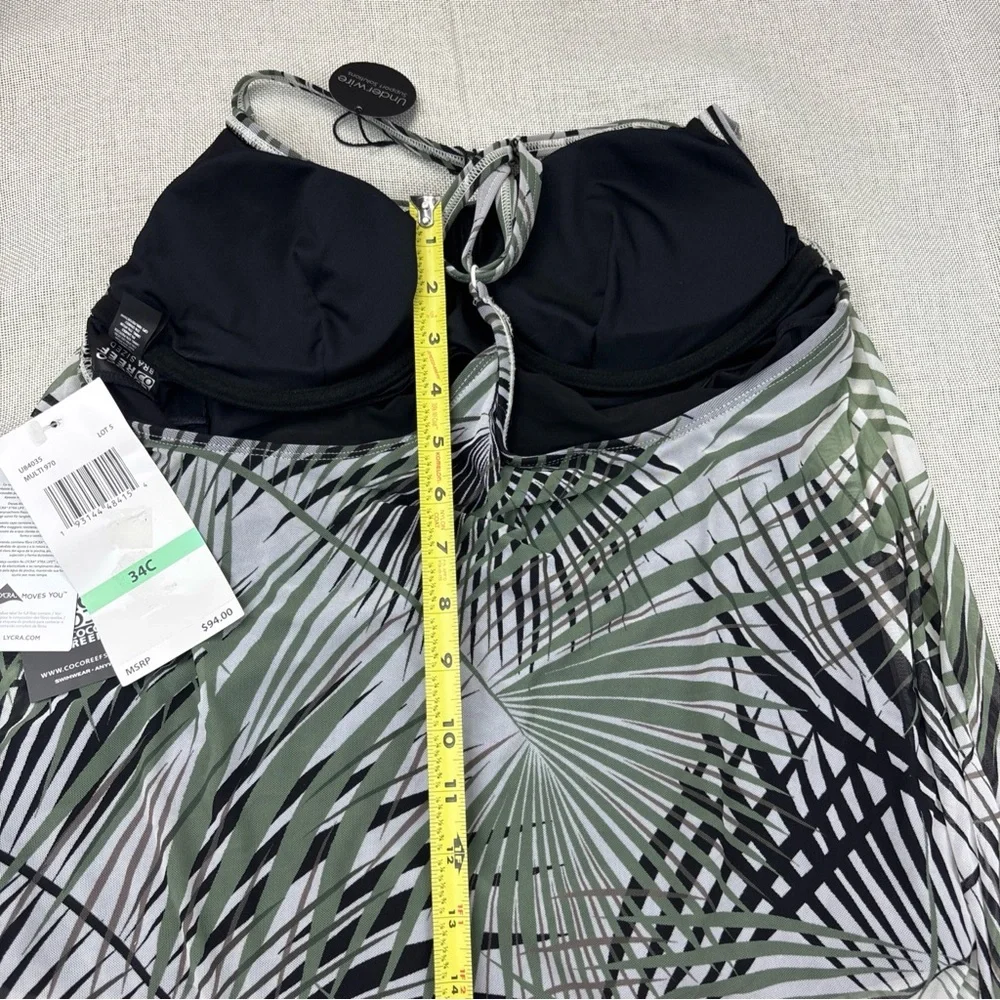 Coco Reef Women's Current Printed Mesh Bra-Sized Tankini Top Size 34C